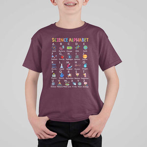 Science T Shirt For Kid Alphabet Physical Is All Around Us Teacher TS11 Maroon Print Your Wear