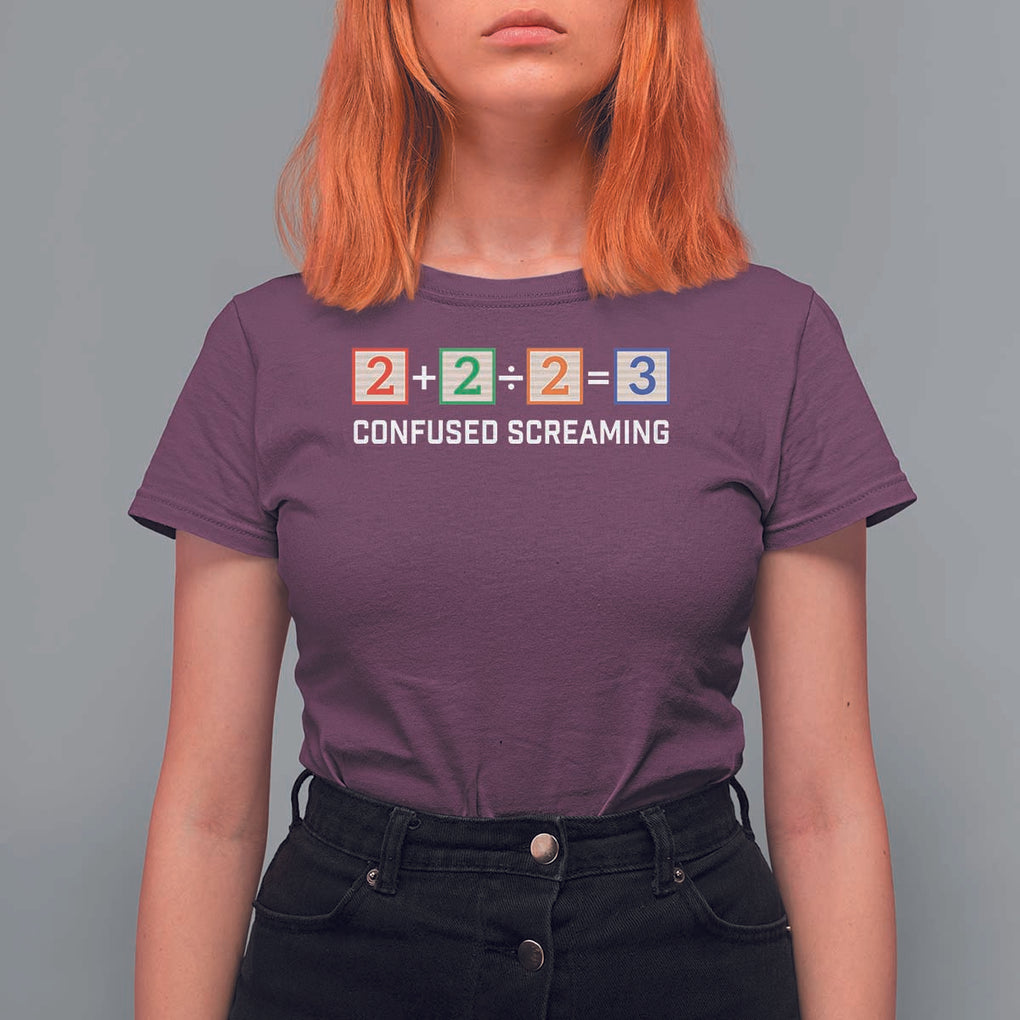 Funny Math T Shirt For Women Addition Division Subtraction Equals Baby Block TS11 Maroon Print Your Wear