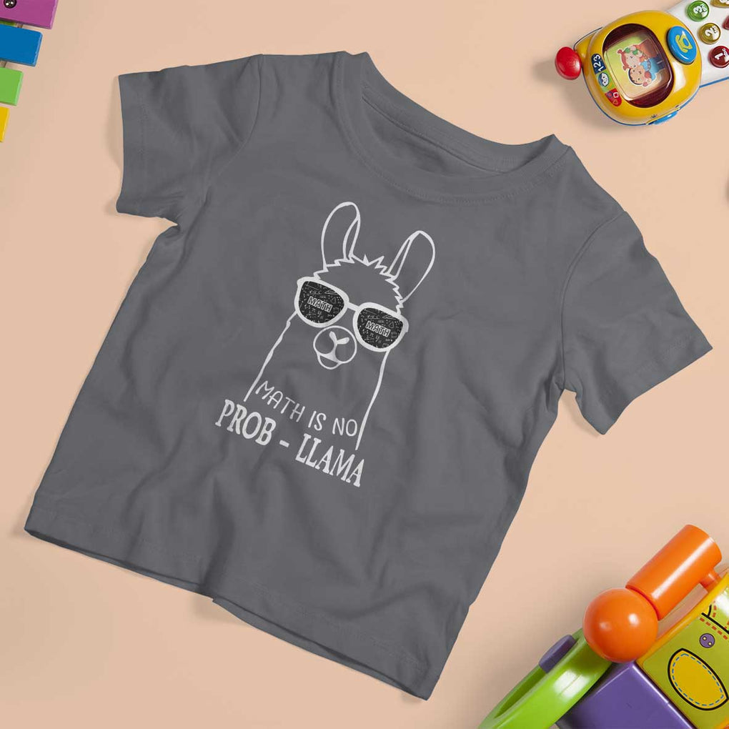 Funny Math Llama T Shirt For Kid Math Is No Problem Back To School TS11 Charcoal Print Your Wear
