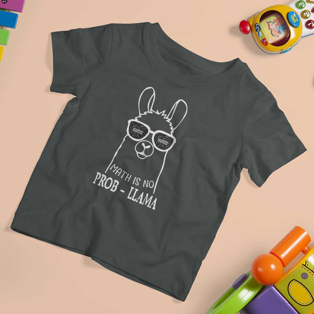 Funny Math Llama T Shirt For Kid Math Is No Problem Back To School TS11 Dark Heather Print Your Wear