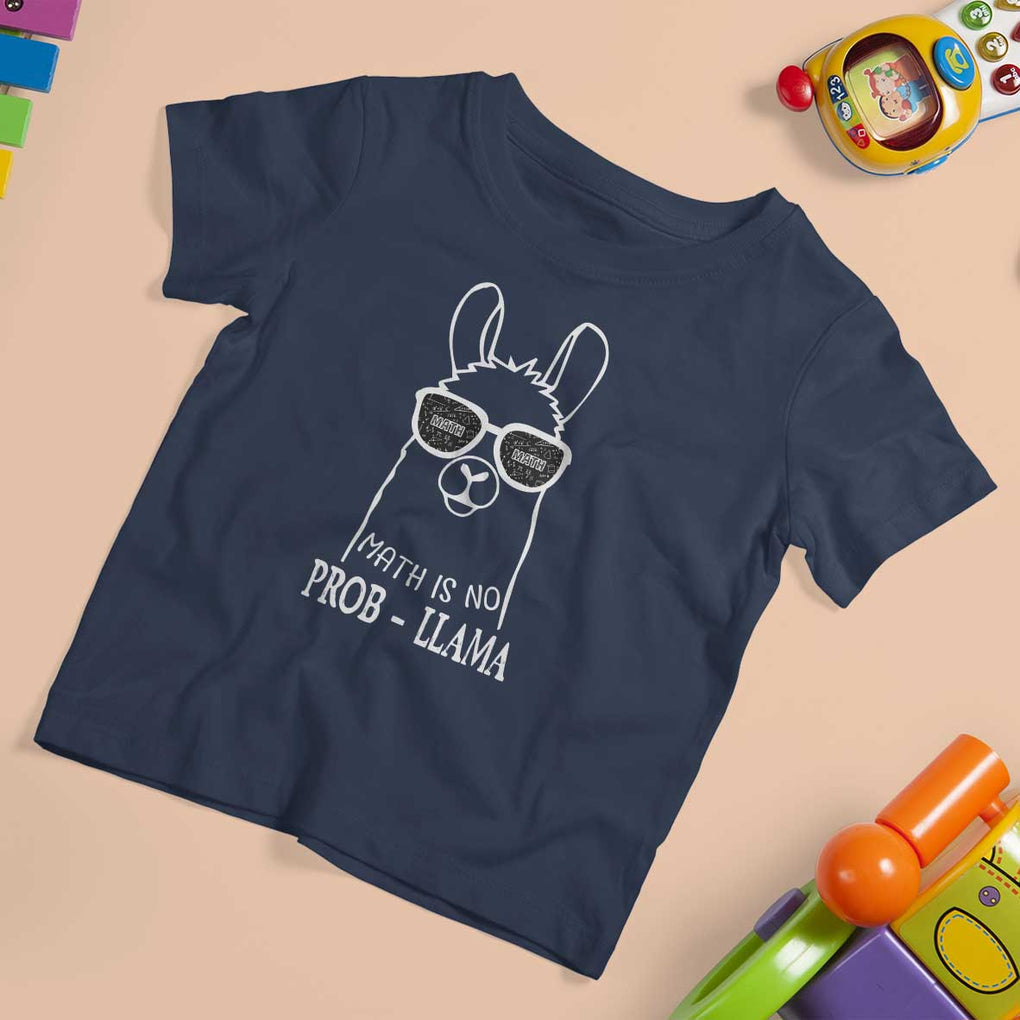 Funny Math Llama T Shirt For Kid Math Is No Problem Back To School TS11 Navy Print Your Wear