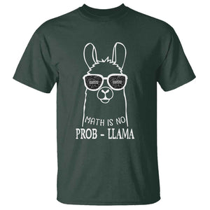 Funny Math Llama T Shirt Math Is No Problem Back To School TS11 Dark Forest Green Print Your Wear