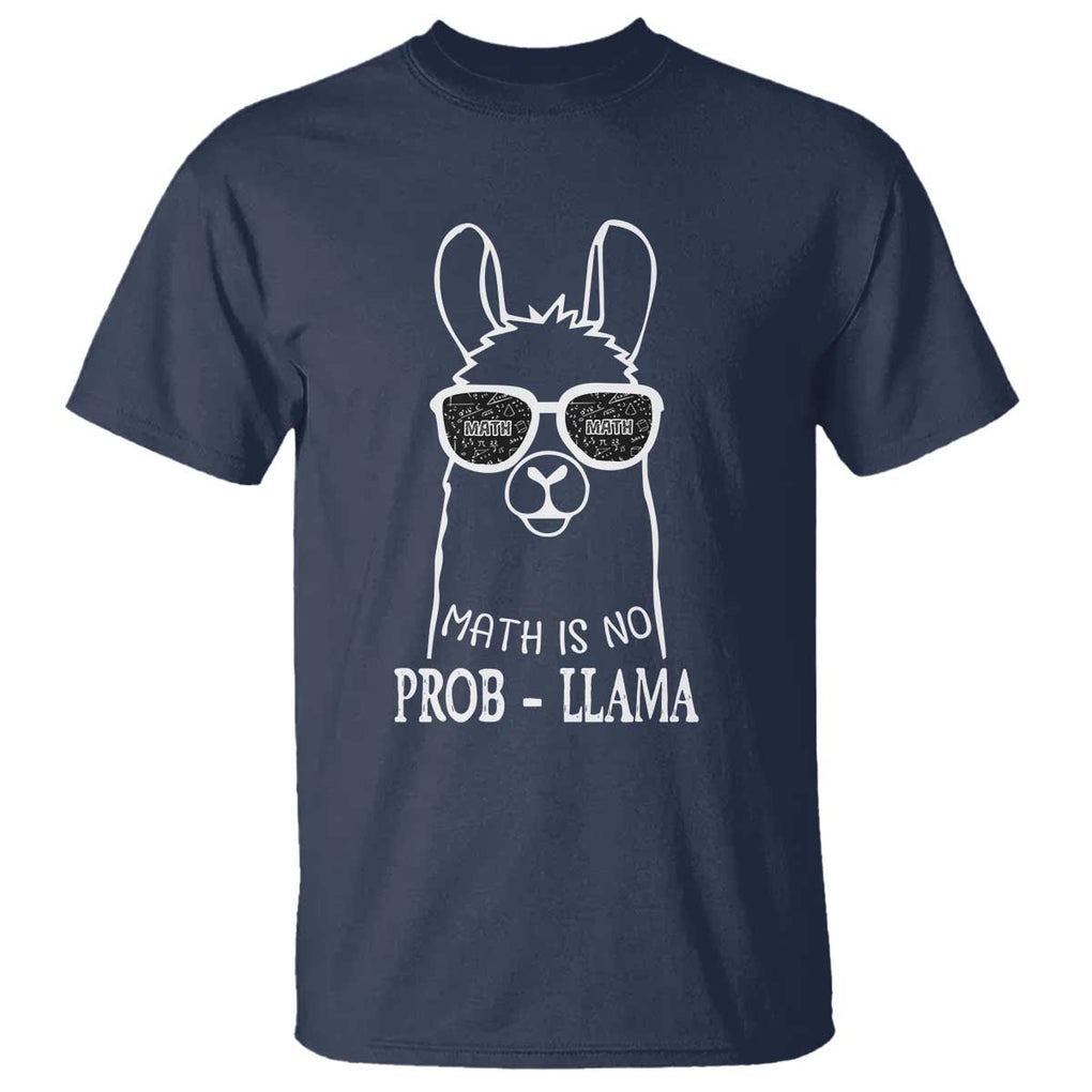 Funny Math Llama T Shirt Math Is No Problem Back To School TS11 Navy Print Your Wear
