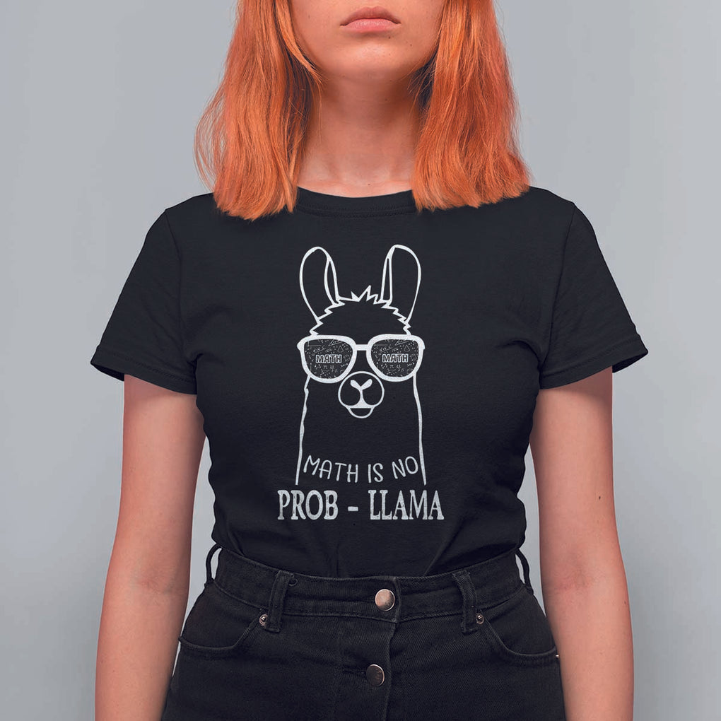 Funny Math Llama T Shirt For Women Math Is No Problem Back To School TS11 Black Print Your Wear