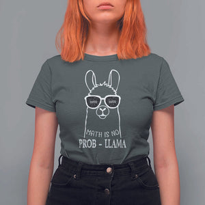 Funny Math Llama T Shirt For Women Math Is No Problem Back To School TS11 Dark Heather Print Your Wear