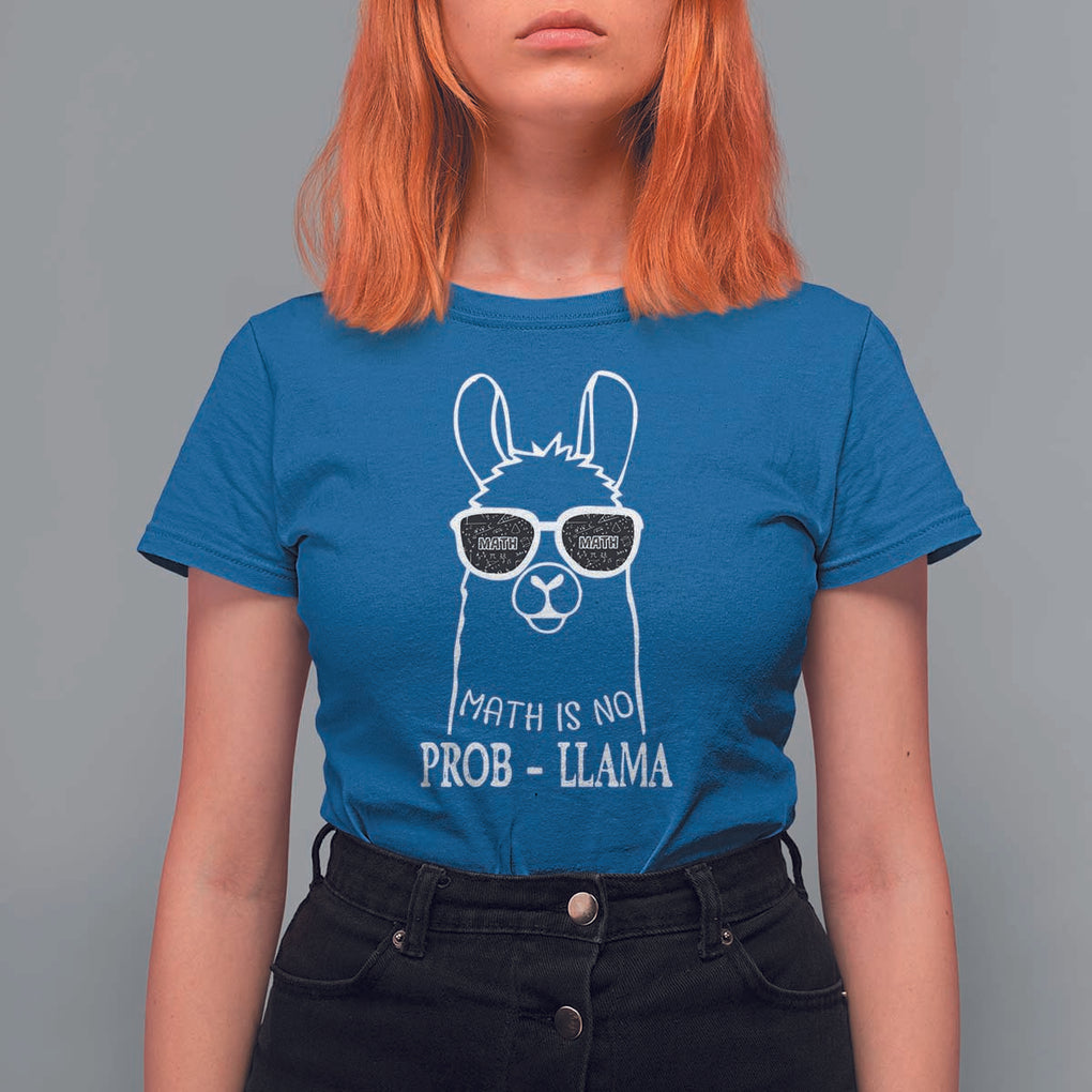 Funny Math Llama T Shirt For Women Math Is No Problem Back To School TS11 Royal Blue Print Your Wear