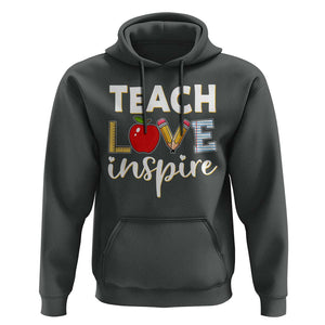Inspirational Teacher Hoodie Teach Love Inspire Apple Pencil Ruler TS11 Dark Heather Print Your Wear