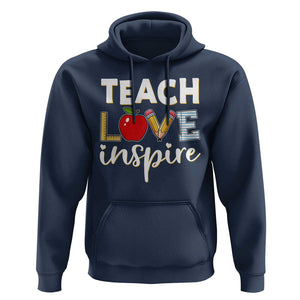 Inspirational Teacher Hoodie Teach Love Inspire Apple Pencil Ruler TS11 Navy Print Your Wear