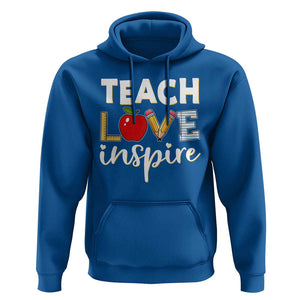 Inspirational Teacher Hoodie Teach Love Inspire Apple Pencil Ruler TS11 Royal Blue Print Your Wear
