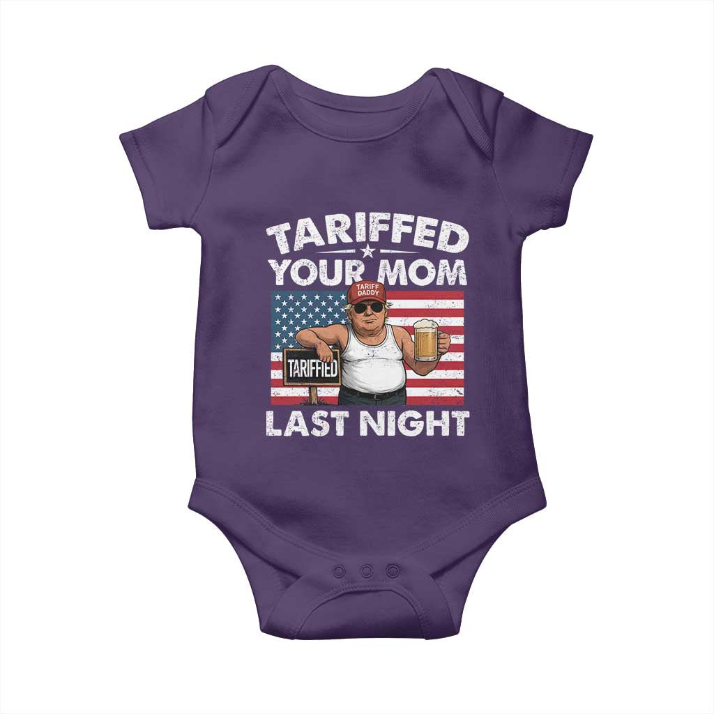 Funny Trump Beer Tariffed Your Mom Last Night Baby Onesie American Flag TS11 Purple Print Your Wear