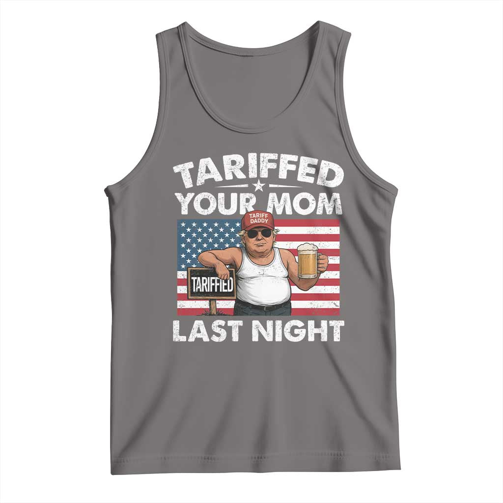 Funny Trump Beer Tariffed Your Mom Last Night Tank Top American Flag TS11 Deep Heather Print Your Wear