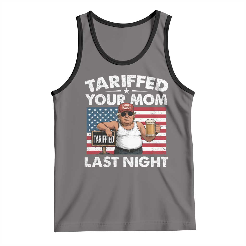 Funny Trump Beer Tariffed Your Mom Last Night Tank Top American Flag TS11 Deep Heather Black Print Your Wear