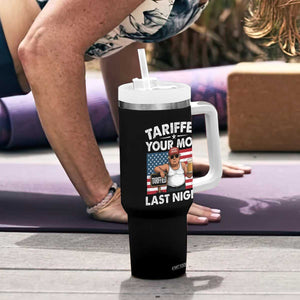 Funny Trump Beer Tariffed Your Mom Last Night Tumbler With Handle American Flag TS11 Print Your Wear