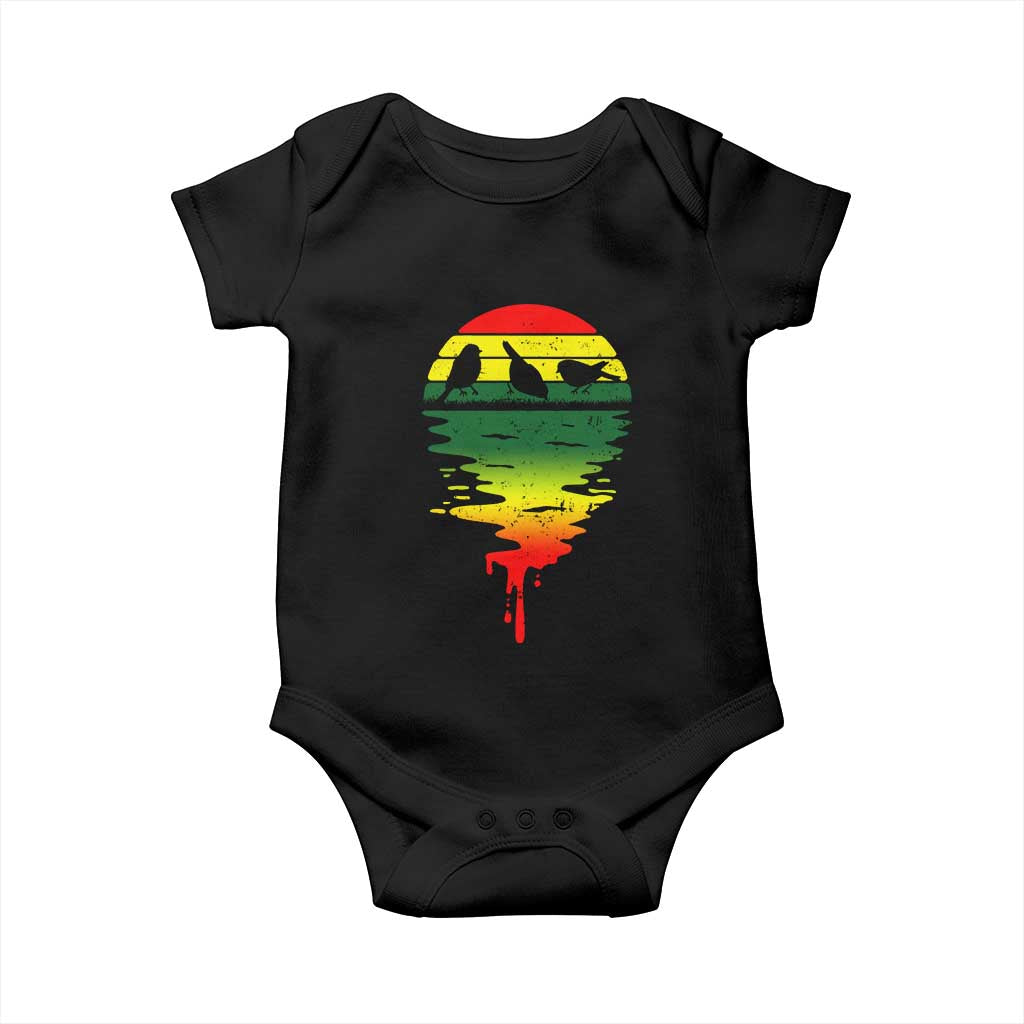 Three Birds Baby Onesie Rasta Sunset Reggae Music Jamaica Reflection TS11 Black Print Your Wear