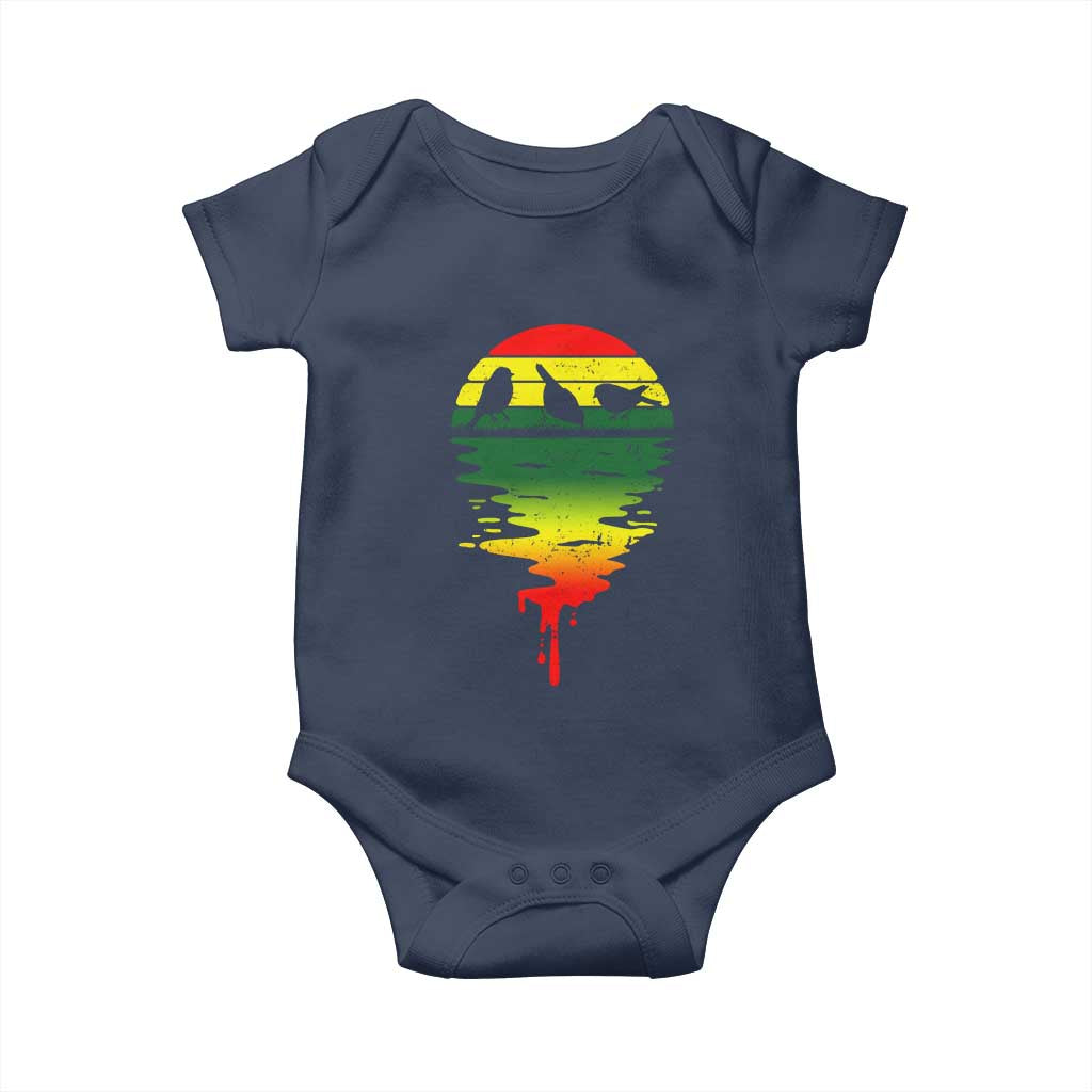 Three Birds Baby Onesie Rasta Sunset Reggae Music Jamaica Reflection TS11 Navy Print Your Wear