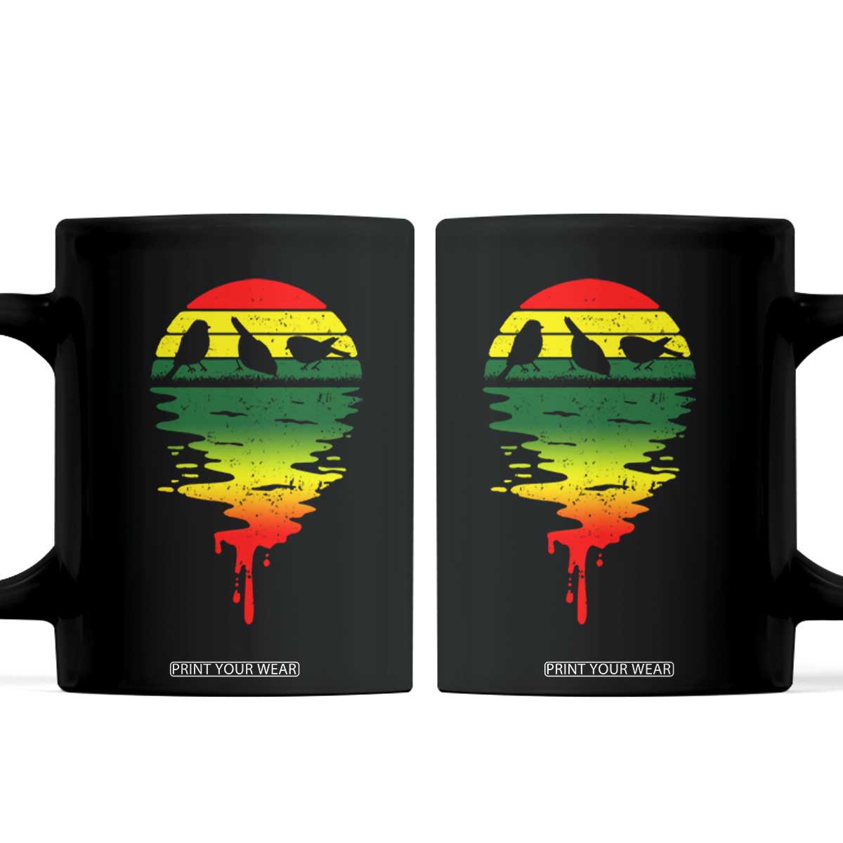 Three Birds Coffee Mug Rasta Sunset Reggae Music Jamaica Reflection TS11 Black Print Your Wear