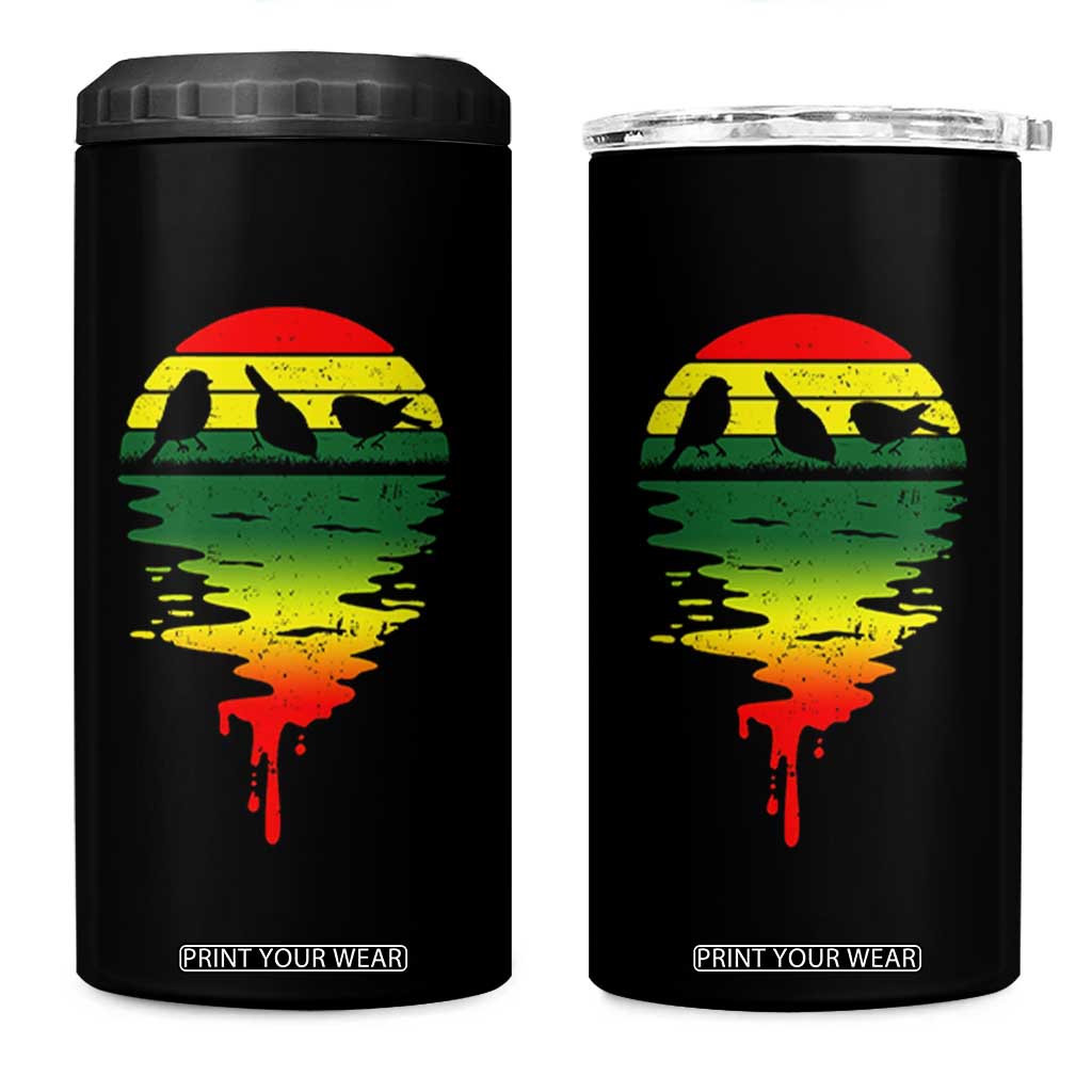 Three Birds 4 in 1 Can Cooler Tumbler Rasta Sunset Reggae Music Jamaica Reflection TS11 One Size: 16 oz Black Print Your Wear