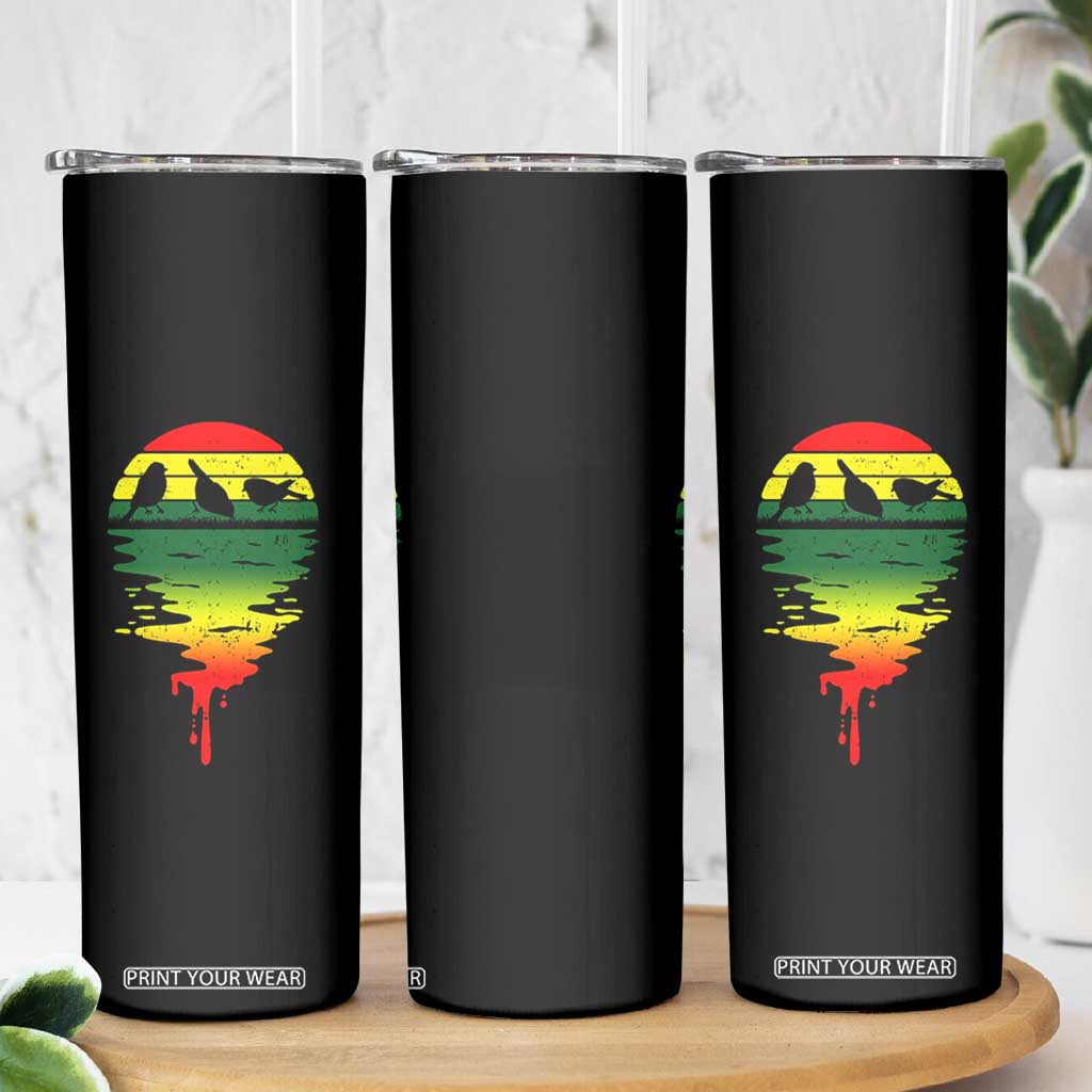 Three Birds Skinny Tumbler Rasta Sunset Reggae Music Jamaica Reflection TS11 Print Your Wear