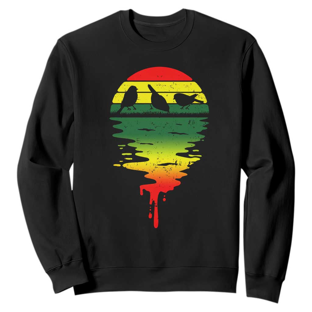 Three Birds Sweatshirt Rasta Sunset Reggae Music Jamaica Reflection TS11 Black Print Your Wear