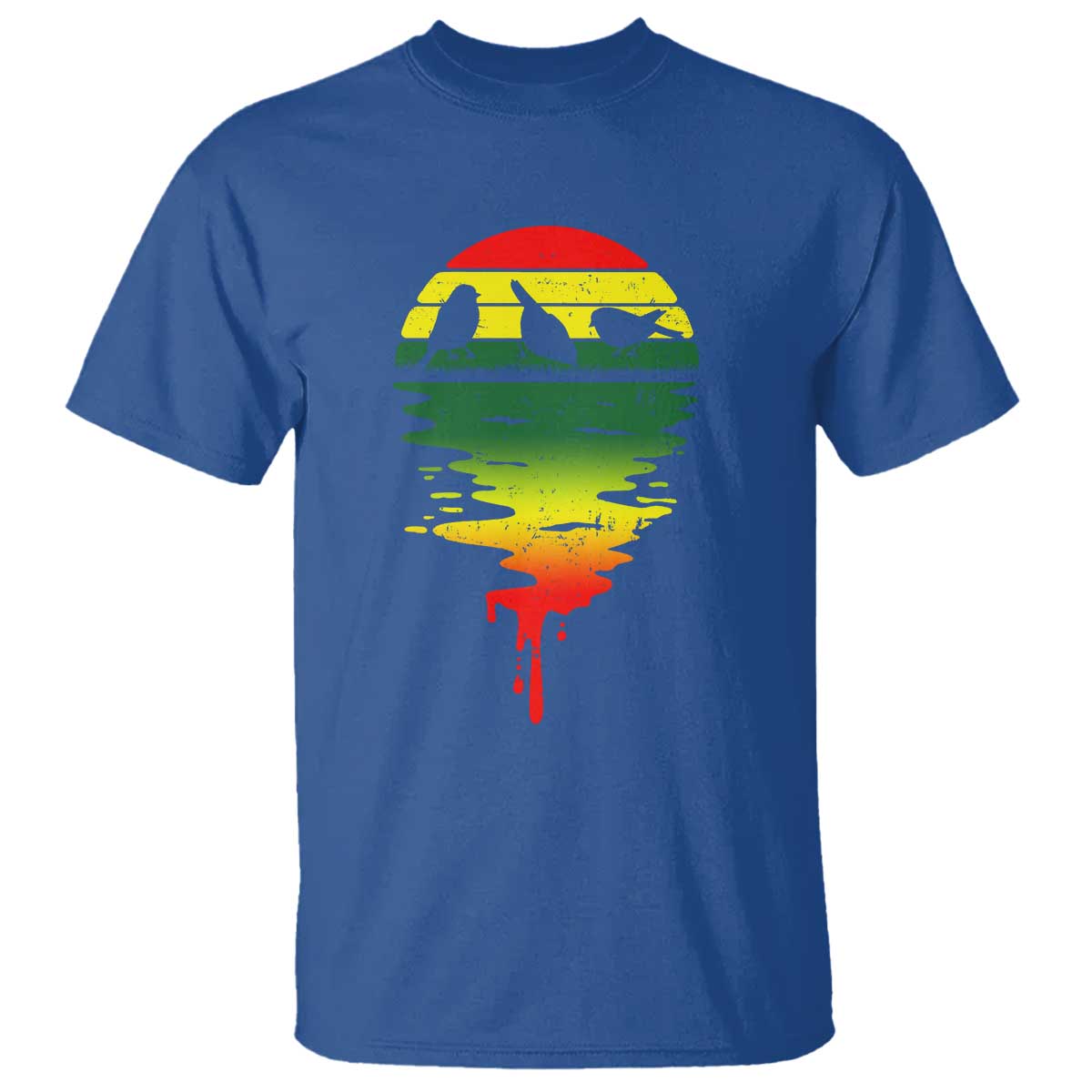 Three Birds T Shirt Rasta Sunset Reggae Music Jamaica Reflection TS11 Royal Blue Print Your Wear