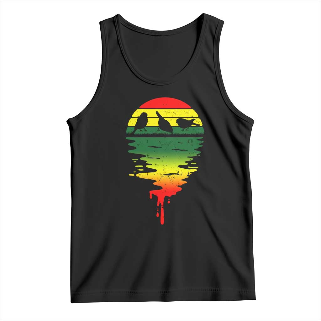 Three Birds Tank Top Rasta Sunset Reggae Music Jamaica Reflection TS11 Black Print Your Wear