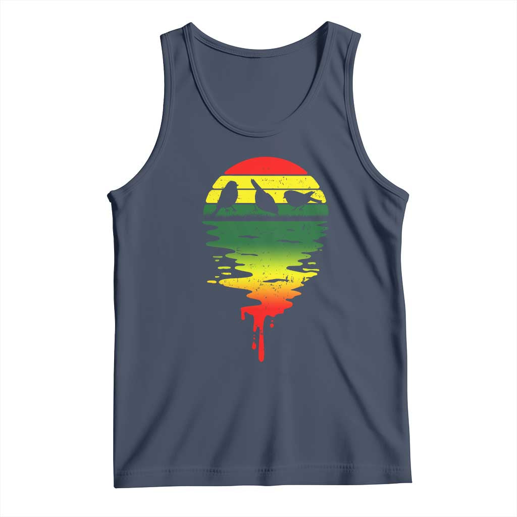 Three Birds Tank Top Rasta Sunset Reggae Music Jamaica Reflection TS11 Navy Print Your Wear