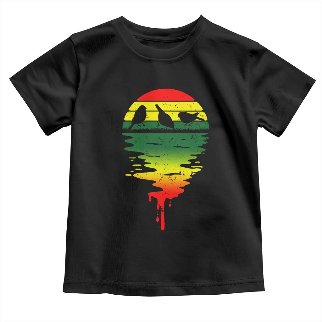 Three Birds Toddler T Shirt Rasta Sunset Reggae Music Jamaica Reflection TS11 Black Print Your Wear