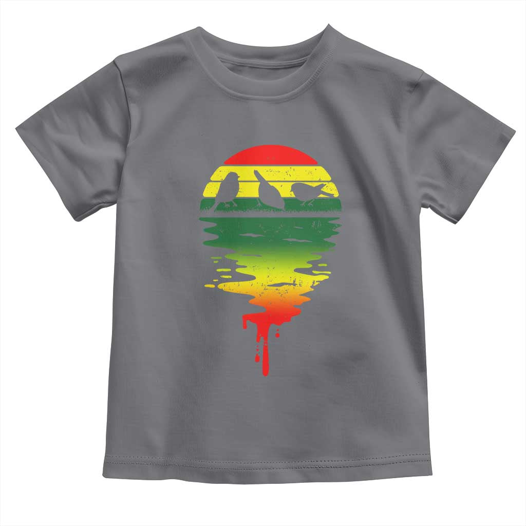 Three Birds Toddler T Shirt Rasta Sunset Reggae Music Jamaica Reflection TS11 Charcoal Print Your Wear