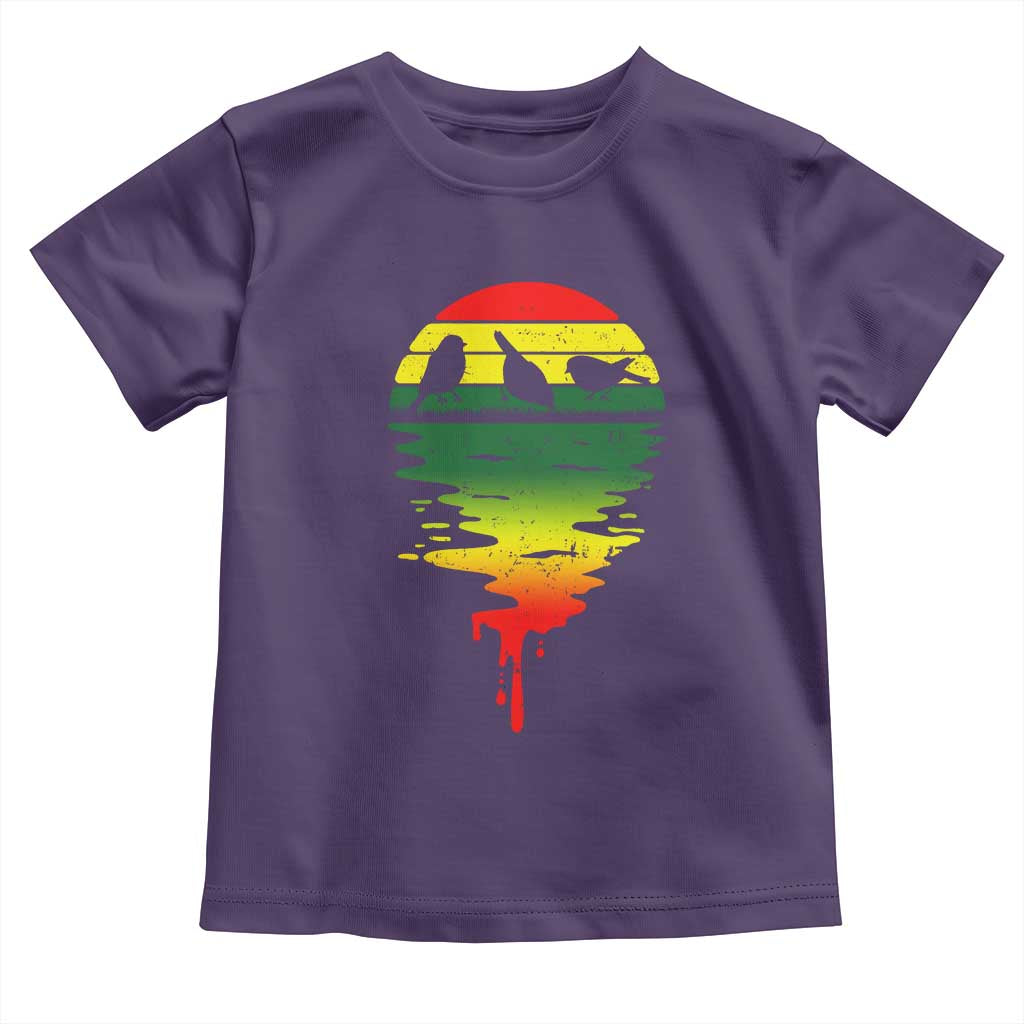 Three Birds Toddler T Shirt Rasta Sunset Reggae Music Jamaica Reflection TS11 Purple Print Your Wear