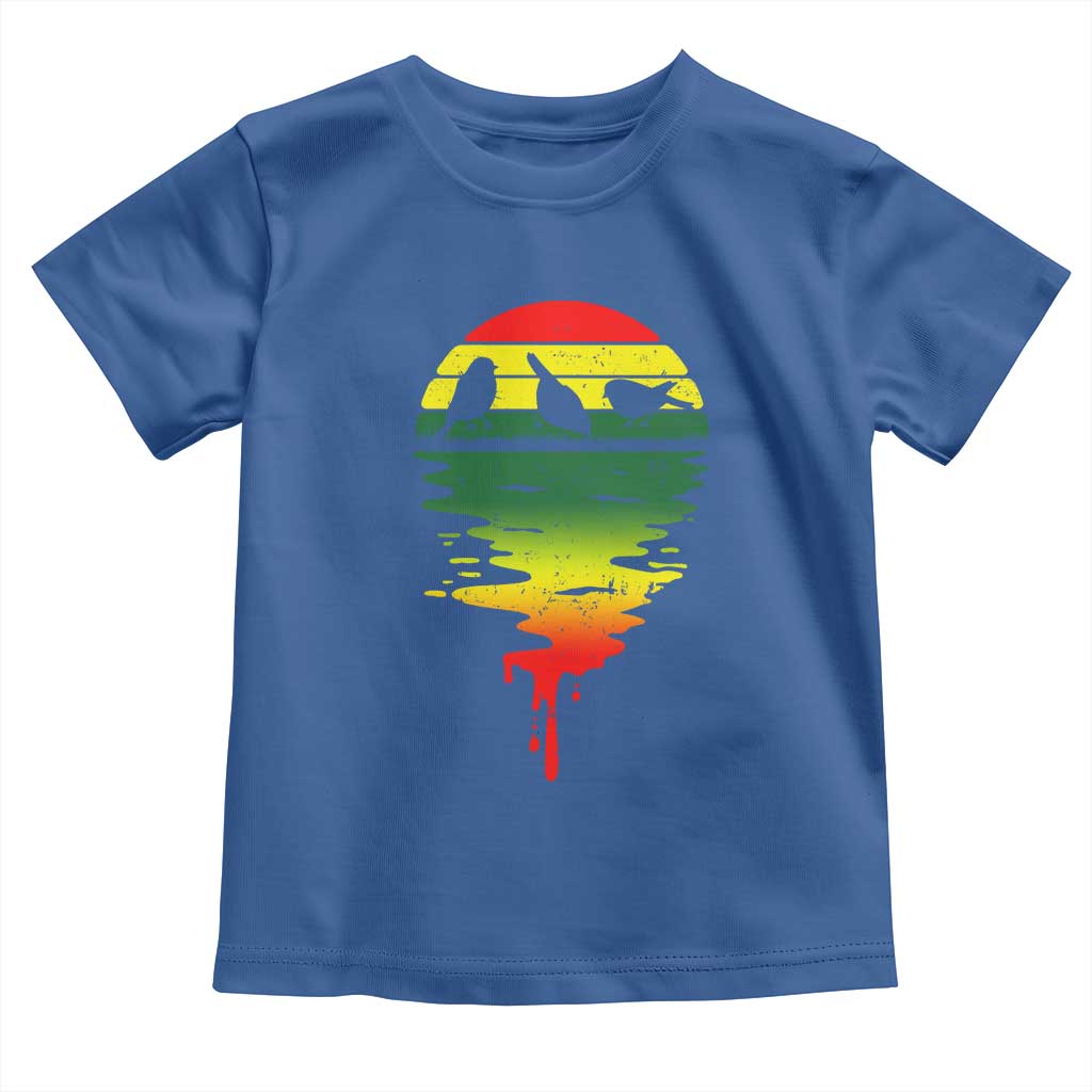Three Birds Toddler T Shirt Rasta Sunset Reggae Music Jamaica Reflection TS11 Royal Blue Print Your Wear