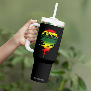 Three Birds Tumbler With Handle Rasta Sunset Reggae Music Jamaica Reflection TS11 Print Your Wear