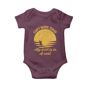 Funny Cant Work Today My Arm Is In A Cast Baby Onesie Fly Fishing Fathers Day TS11 Maroon Print Your Wear