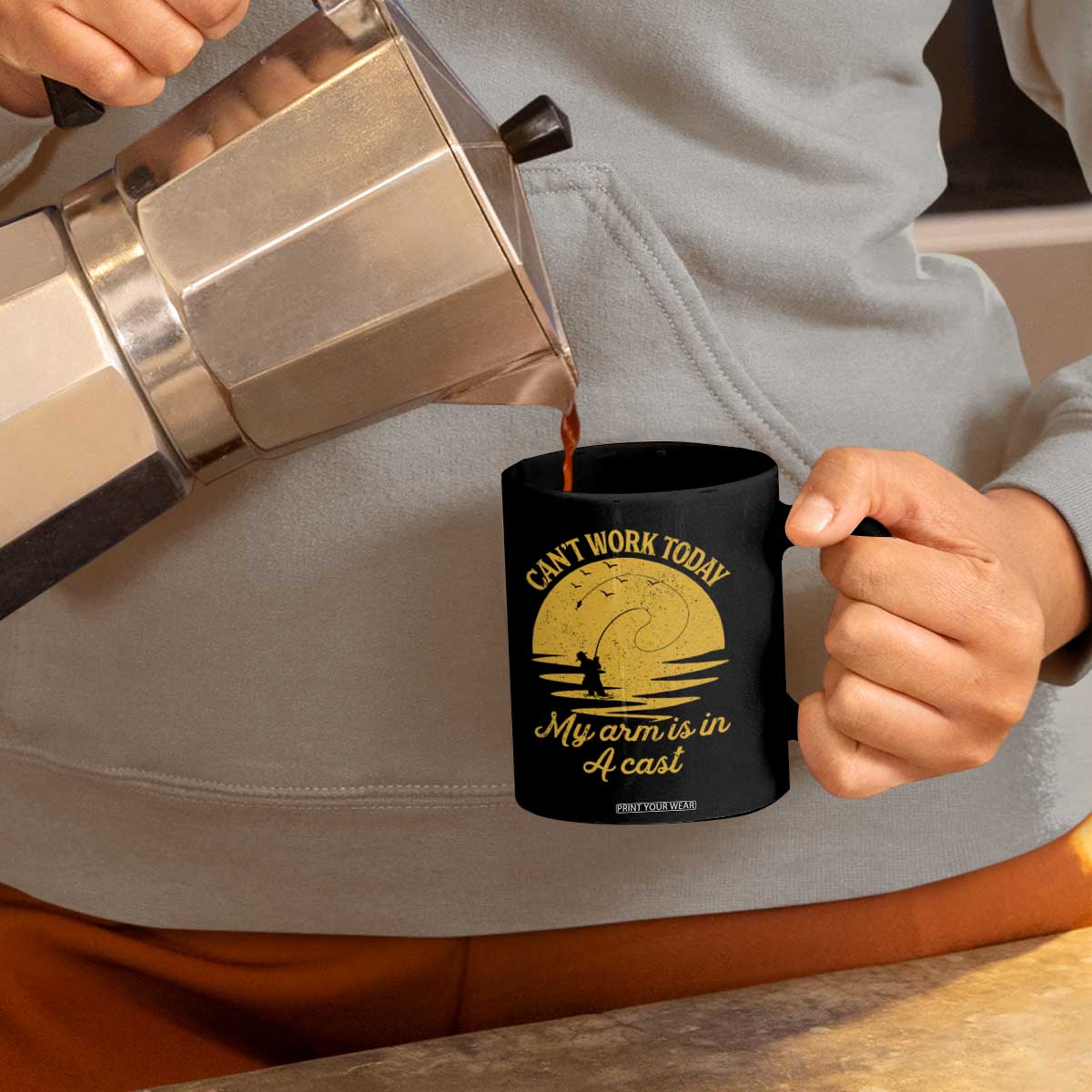 Funny Cant Work Today My Arm Is In A Cast Coffee Mug Fly Fishing Fathers Day TS11 Print Your Wear