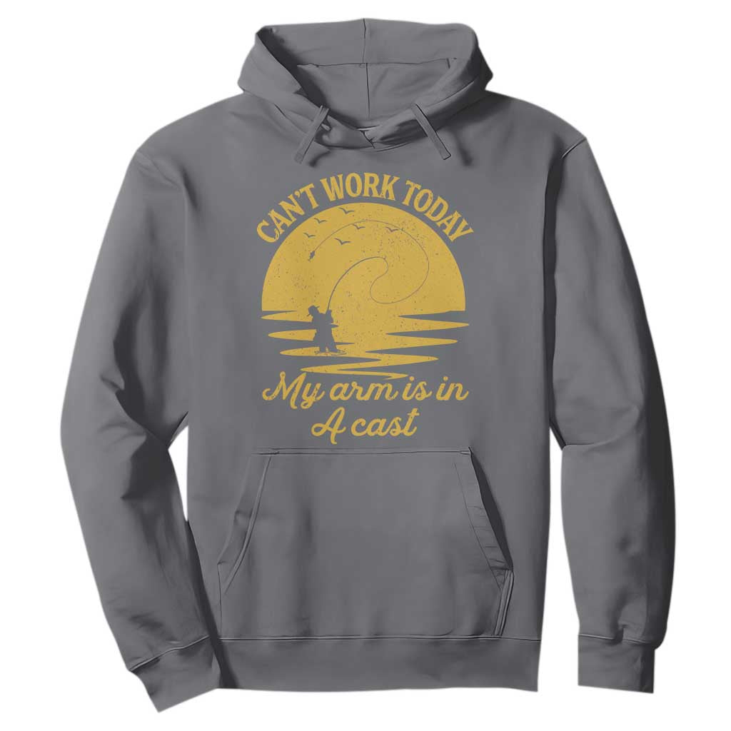Funny Cant Work Today My Arm Is In A Cast Hoodie Fly Fishing Fathers Day TS11 Charcoal Print Your Wear