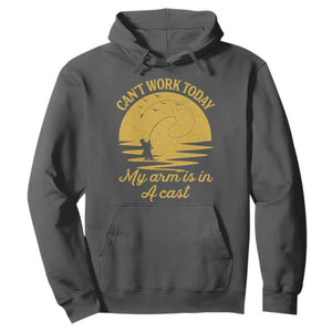 Funny Cant Work Today My Arm Is In A Cast Hoodie Fly Fishing Fathers Day TS11 Dark Heather Print Your Wear