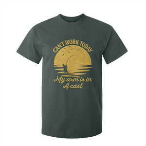 Funny Cant Work Today My Arm Is In A Cast T Shirt For Kid Fly Fishing Fathers Day TS11 Dark Forest Green Print Your Wear