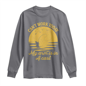 Funny Cant Work Today My Arm Is In A Cast Long Sleeve Shirt Fly Fishing Fathers Day TS11 Charcoal Print Your Wear