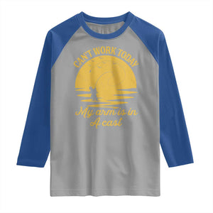 Funny Cant Work Today My Arm Is In A Cast Raglan Shirt Fly Fishing Fathers Day TS11 Sport Gray Royal Print Your Wear