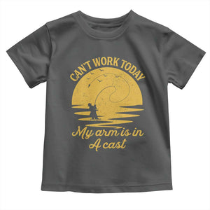 Funny Cant Work Today My Arm Is In A Cast Toddler T Shirt Fly Fishing Fathers Day TS11 Dark Heather Print Your Wear