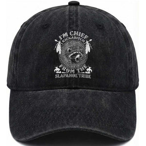 Funny I'm Chief Kickabitch From The Slapahoe Tribe Washed Cotton Baseball Cap Native American Indigenous Racoon