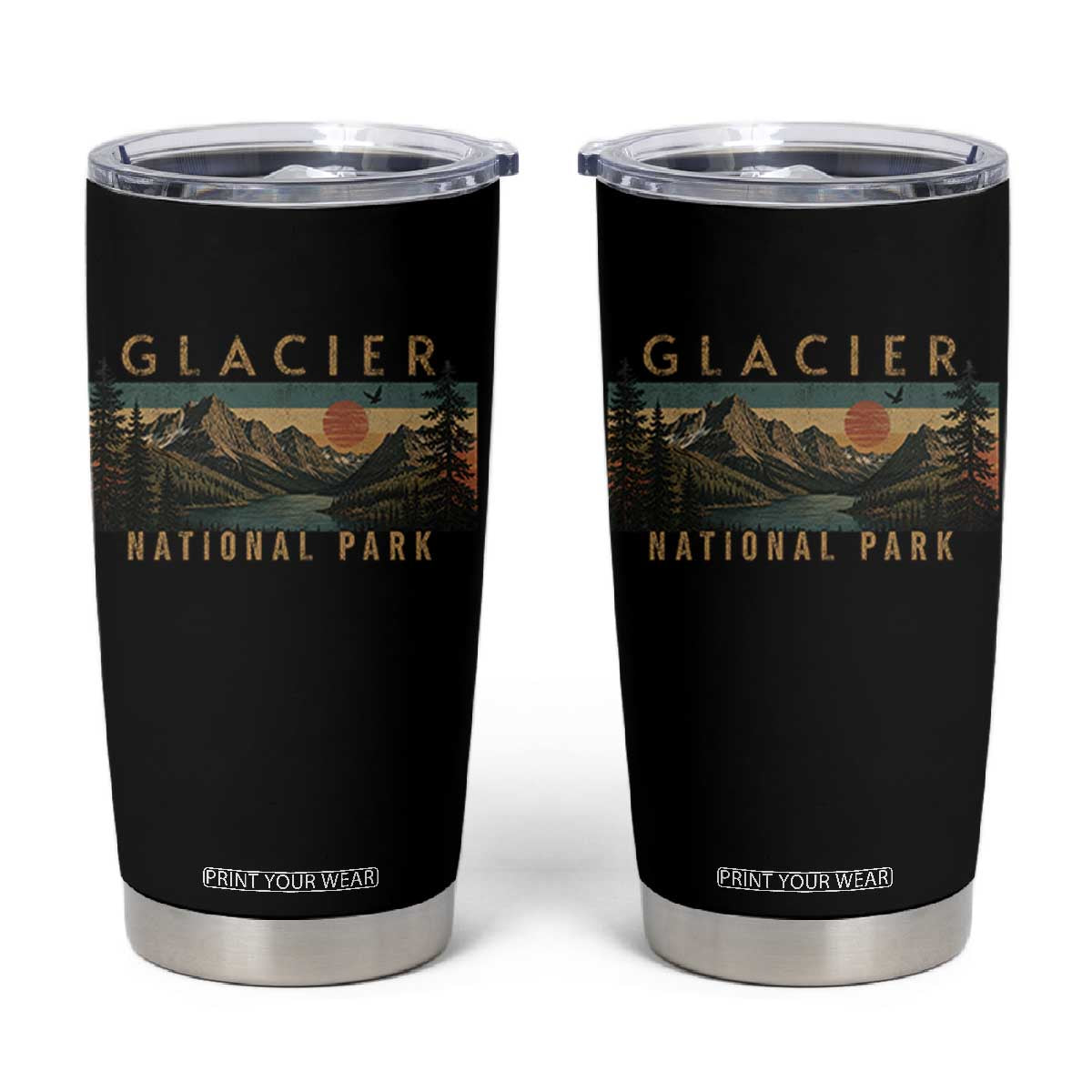 Glacier National Park Tumbler Cup Montana Wildlife Nature Lover TS11 Black Print Your Wear