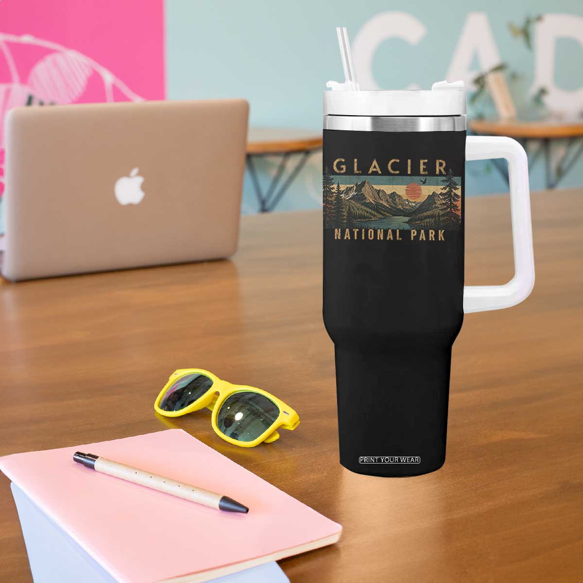 Glacier National Park Tumbler With Handle Montana Wildlife Nature Lover TS11 Print Your Wear