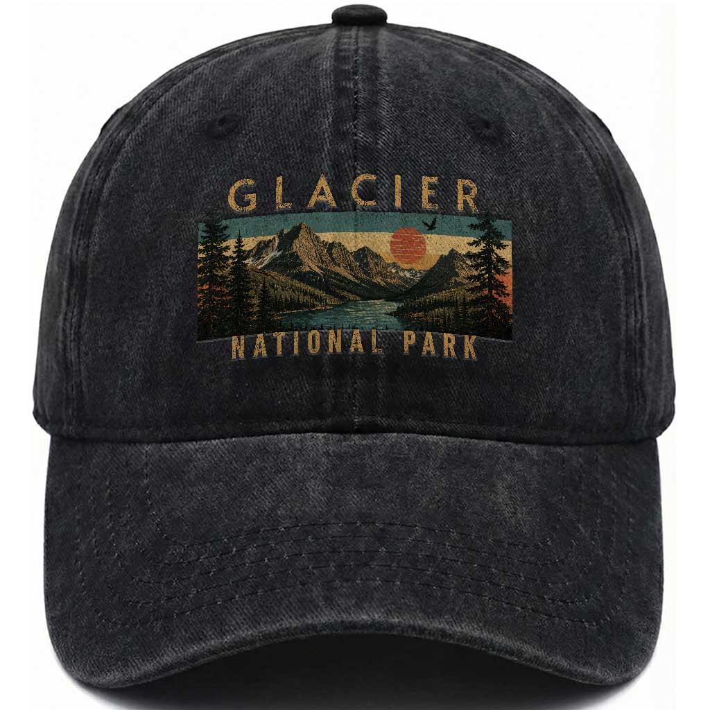 Glacier National Park Washed Cotton Baseball Cap Montana Wildlife Nature Lover