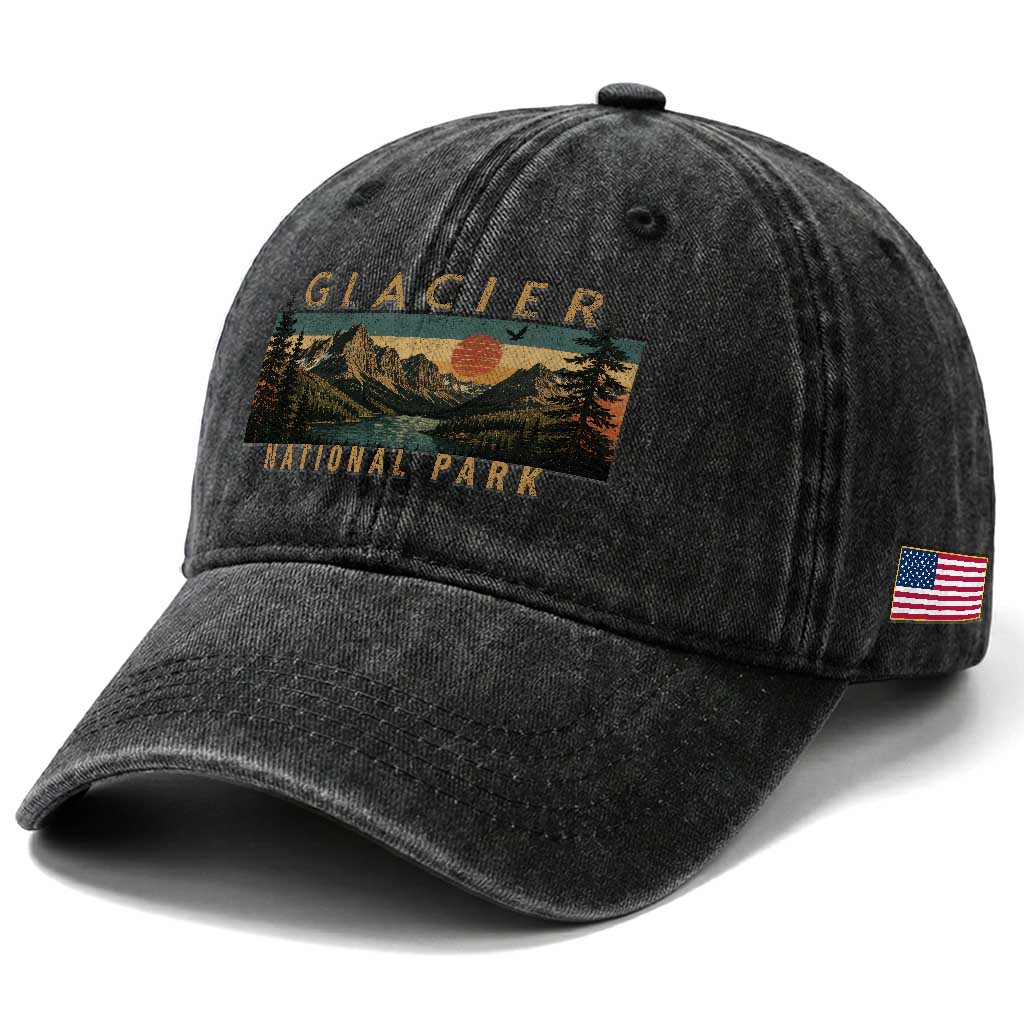 Glacier National Park Washed Cotton Baseball Cap Montana Wildlife Nature Lover