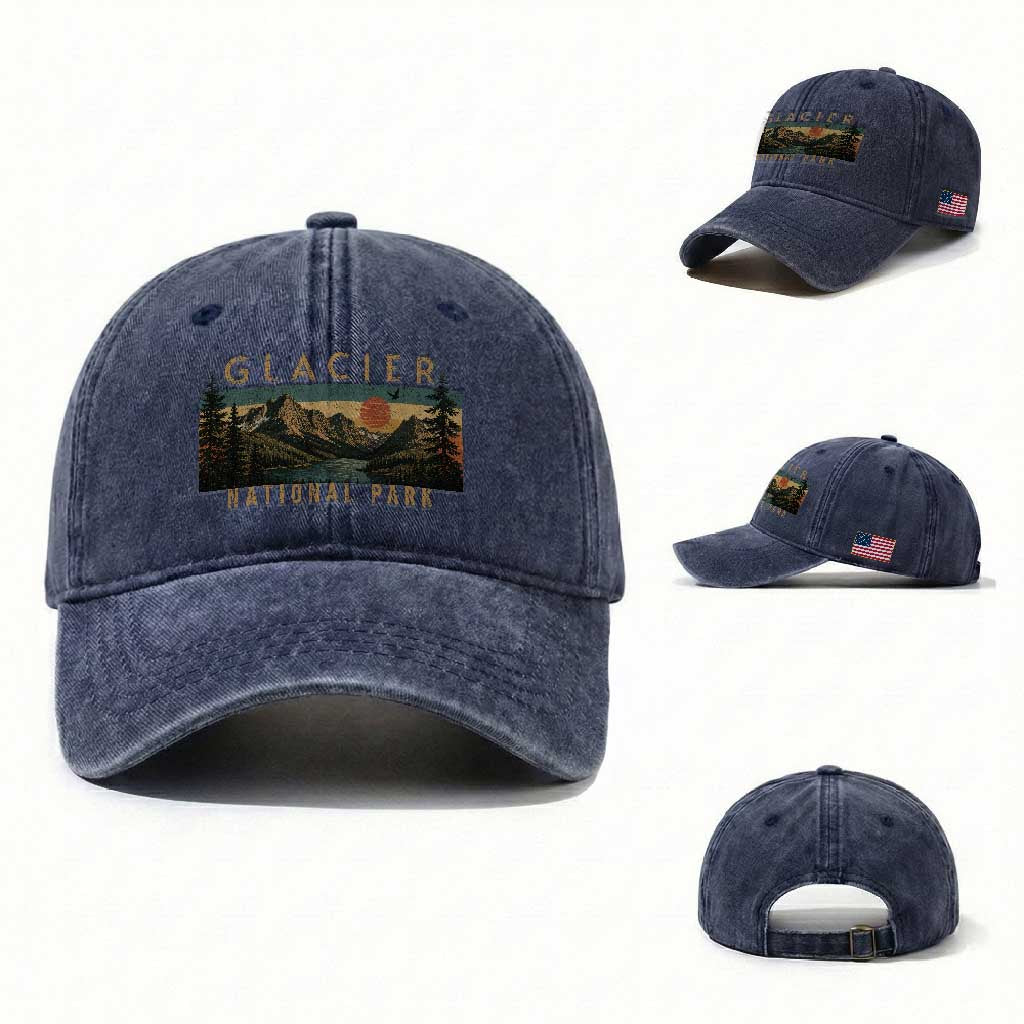 Glacier National Park Washed Cotton Baseball Cap Montana Wildlife Nature Lover