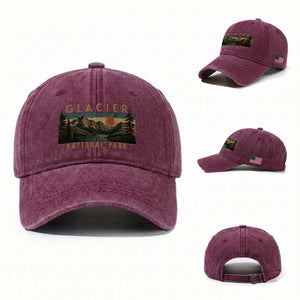Glacier National Park Washed Cotton Baseball Cap Montana Wildlife Nature Lover