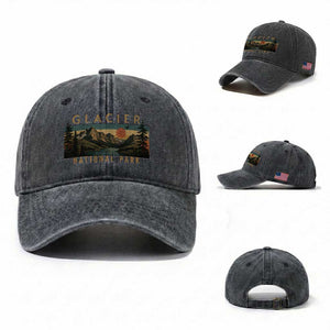 Glacier National Park Washed Cotton Baseball Cap Montana Wildlife Nature Lover