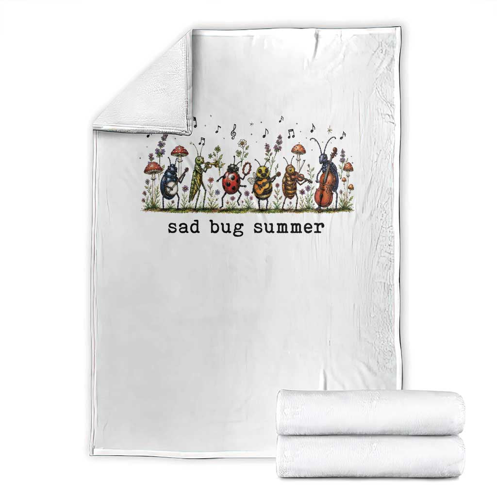 Sad Bug Summer Funny Insect Inspired Indie Aesthetic Throw Blanket Folk Pop Music Bugs Lover TS11 White Print Your Wear