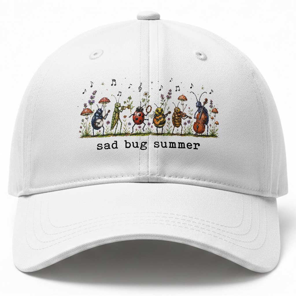 Sad Bug Summer Funny Insect Inspired Indie Aesthetic Baseball Cap Folk Pop Music Bugs Lover TS11 Print Your Wear