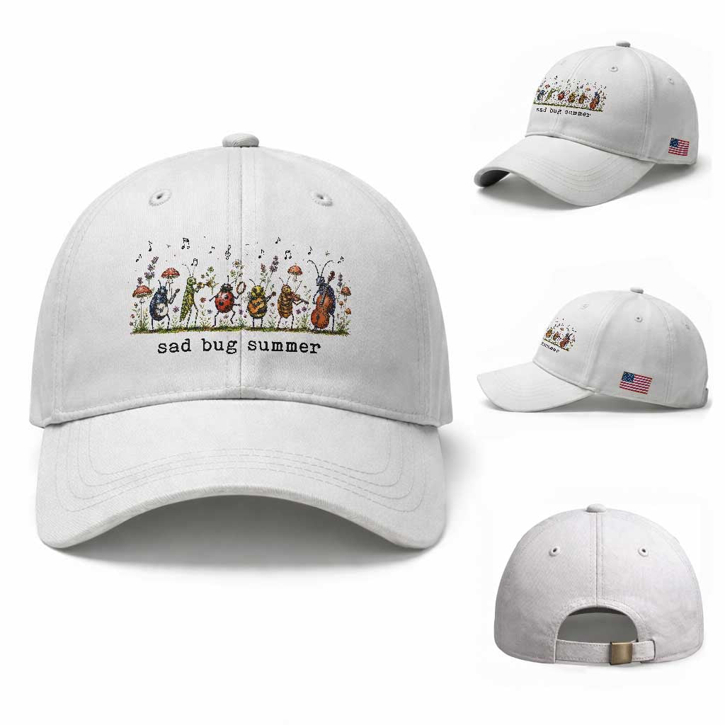 Sad Bug Summer Funny Insect Inspired Indie Aesthetic Baseball Cap Folk Pop Music Bugs Lover